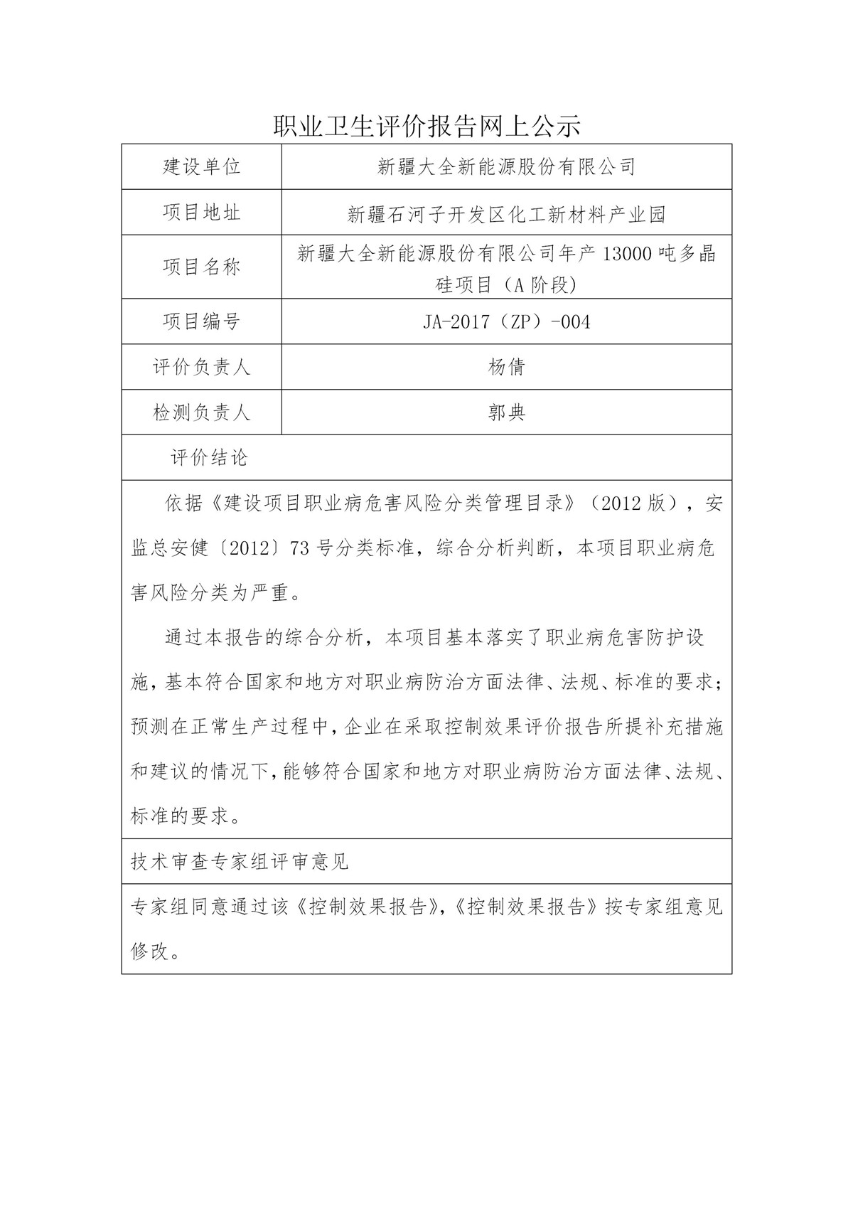 JA-2017(ZP)-004新疆大全新能源股份有限公司年產(chǎn)13000噸多晶硅項(xiàng)目（A階段）職業(yè)病危害控制效果評(píng)價(jià)報(bào)告_01.jpg