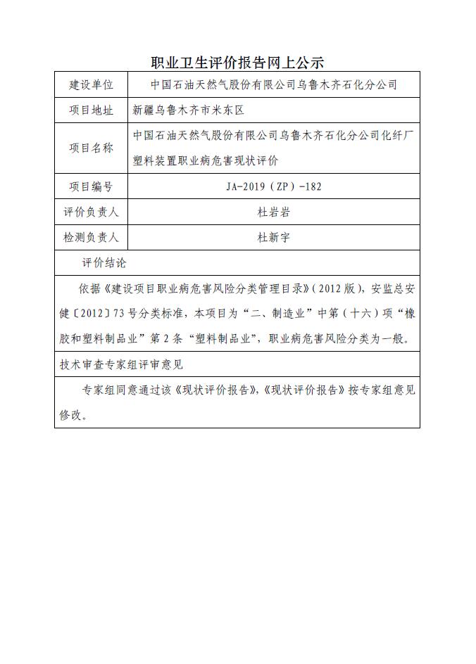 JA-2019(ZP)-182中國石油天然氣股份有限公司烏魯木齊石化分公司化纖廠塑料裝置職業(yè)病危害現(xiàn)狀評價.jpg